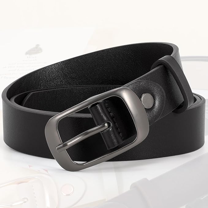XZQTIVE 2 Pack Women Plus Size Leather Belts Fashion Cowhide Waist Belt with Solid Pin Buckle for Jeans Pants Dress