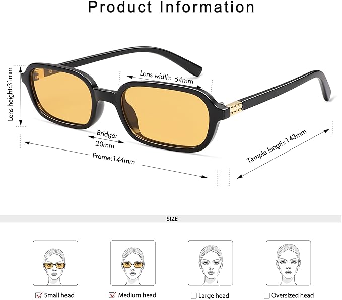 Retro Rectangular Sunglasses for Women Vintage Fashion Trendy Funny Small 90s Square Sunnies 2025 AP3698