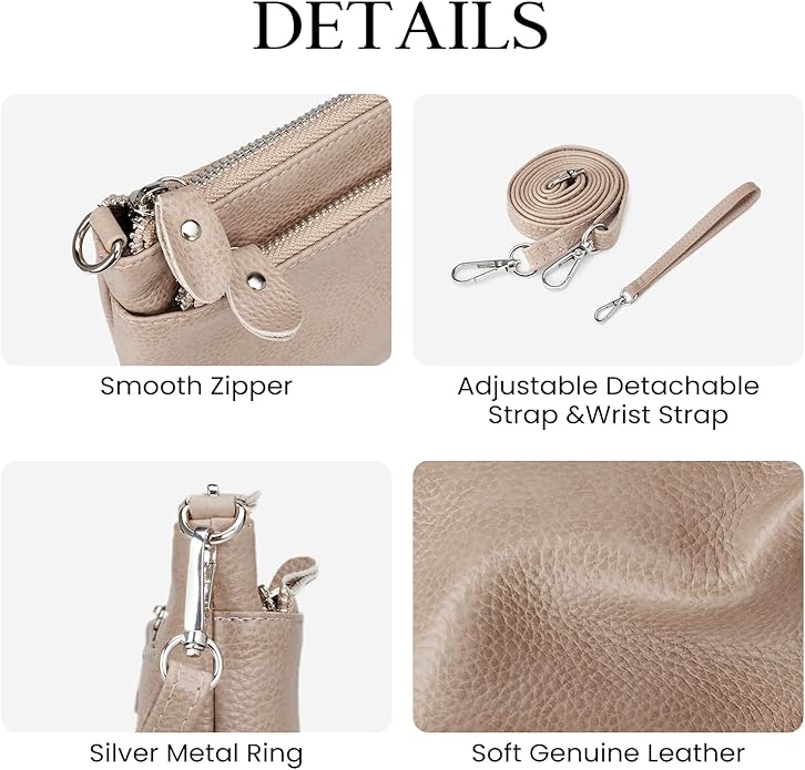 befen Genuine Leather Wristlet Clutch Wallet Purses with RFID Blocking, Small Crossbody Bags Shoulder Handbag for Women
