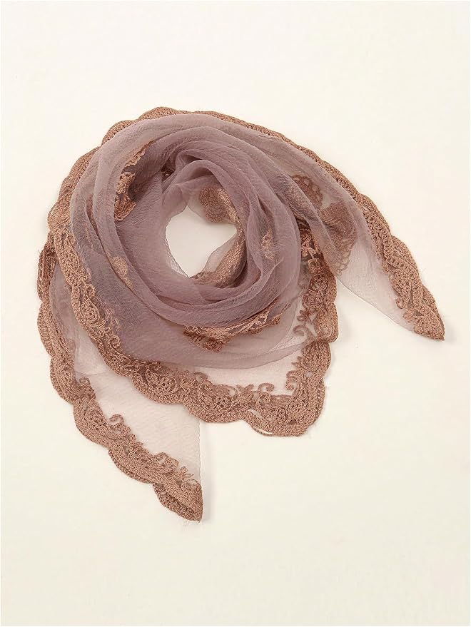 Floerns Women's Flower Embroidery Hair Scarf Headband Sheer Lace Hair Bandana