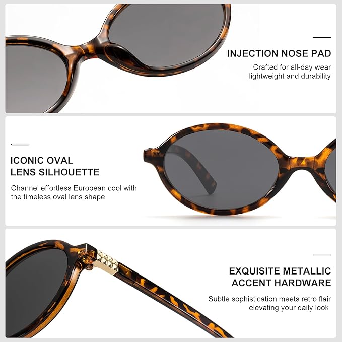 Retro Oval Sunglasses for Women Vintage 90s Y2K Trendy Designer Sun Glasses