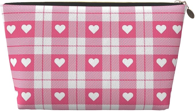 Cute Valentine's Day Hearts Makeup Bag Zipper Pouch Travel Portable Cosmetic Bag Organizer for Women