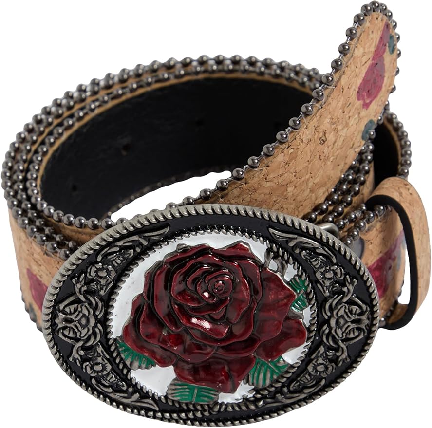Women's Floral Embroidery Genuine Leather Belt Vintage Square Buckle