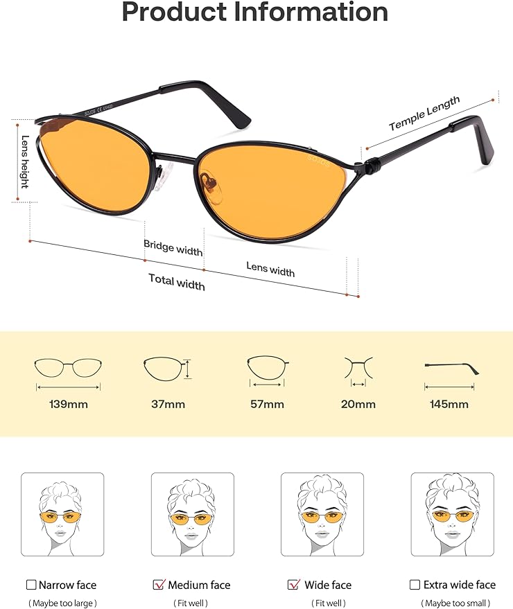 SOJOS Trendy Oval Polarized Sunglasses for Women,Retro 90s Cat Eye Shades SJ1254