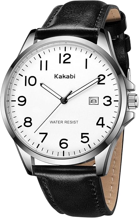 Watch for Men, Fashion Minimalist Wrist Watch Waterproof Quartz Analog Date with Leather Strap