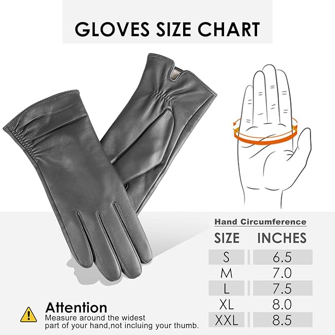 Dsane Womens Winter Leather Touchscreen Texting Warm Driving Lambskin Pure Genuine leather Gloves