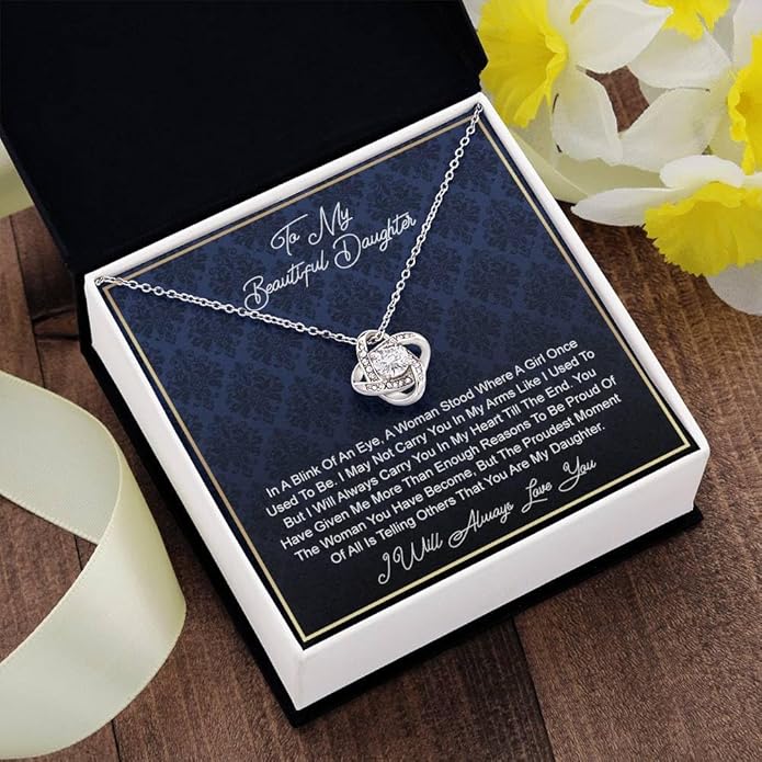 VIRAGIL To My Daughter Gift Necklace From Dad or Mom - Badass Daughter Jewelry With Heartfelt Message & Elegant Box