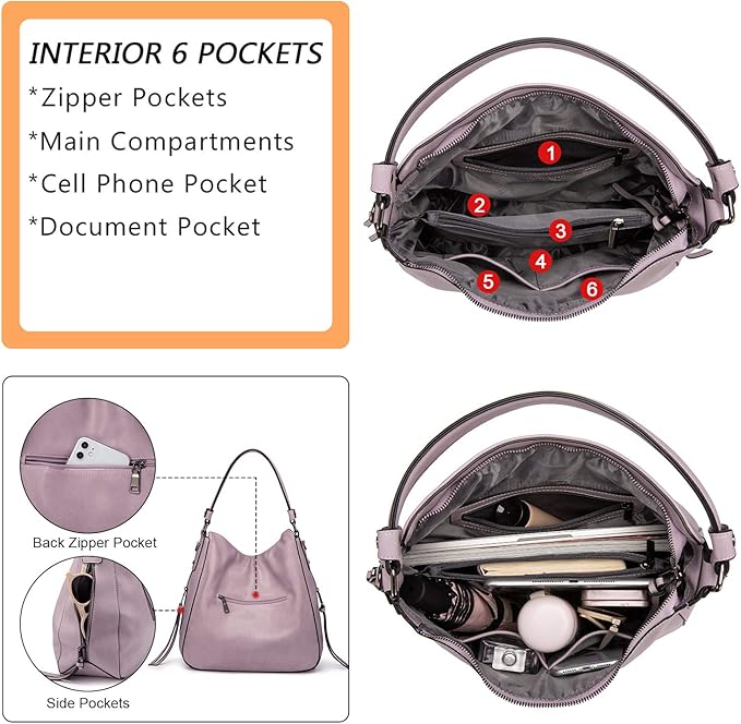 Realer Hobo Crossbody Bags for Women Designer Faux Leather Hobo Handbags Retro Large Size Shoulder Bag Bucket Purse