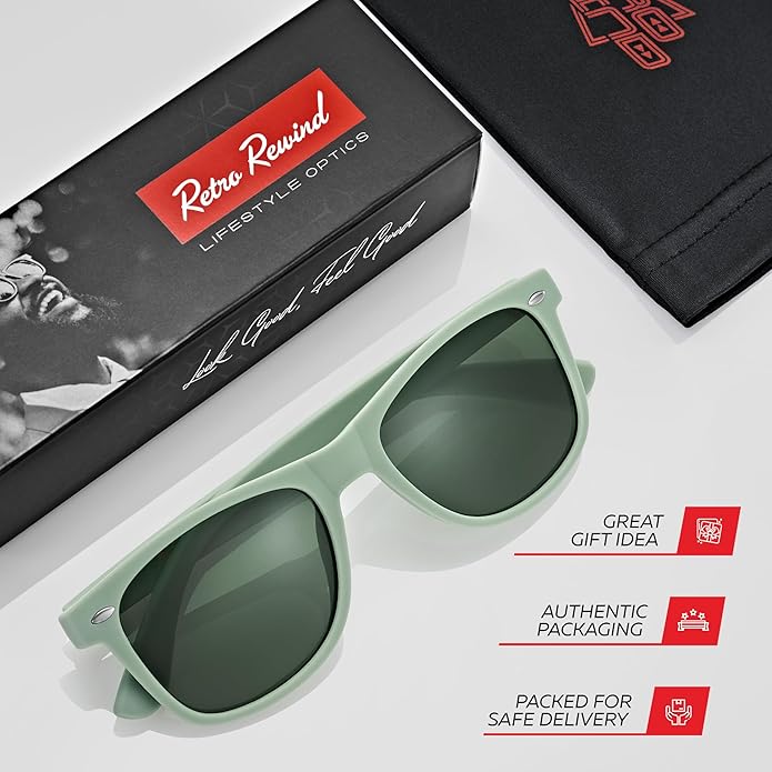 Retro Rewind Polarized Sunglasses for Men and Women - UV Protection Classic Sun Glasses