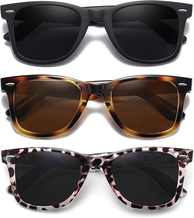 MEETSUN Retro Polarized Sunglasses for Women Men Classic Mirror Lens Driving Trendy Sun Glasses UV Protection (3 Pack)