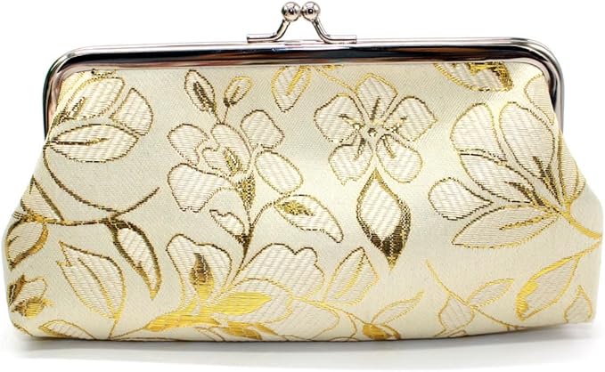 Long Coin Purse Clutch Handbag Change Pouch Wallet with Clasp Closure Compact Design for Women Gift Box (Yellow)