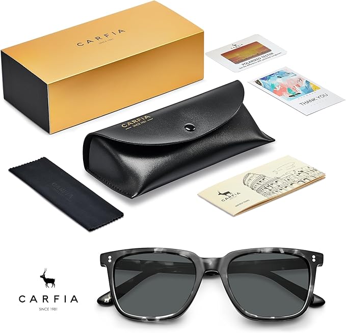 CARFIA Polarized Sunglasses for Women: Acetate, Small/Medium Size, UV400 Anti Glare CA5354