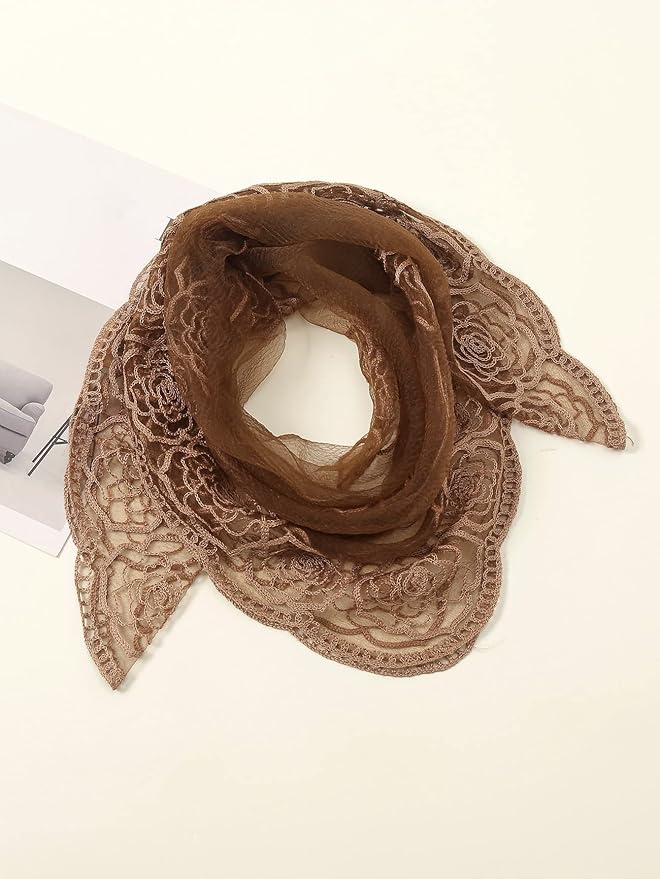 Floerns Women's Flower Embroidery Hair Scarf Headband Sheer Lace Hair Bandana