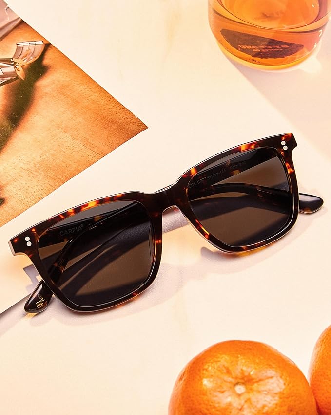 CARFIA Polarized Sunglasses for Women: Acetate, Small/Medium Size, UV400 Anti Glare CA5354
