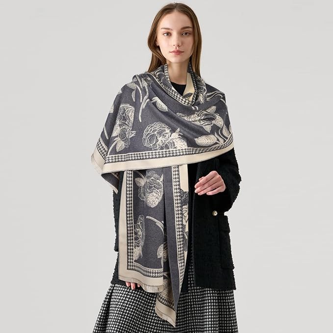 EXTREE Scarfs for Women Pashmina Silky Shawl Wrap for Evening Dressing Blanket Open Front Poncho Cape