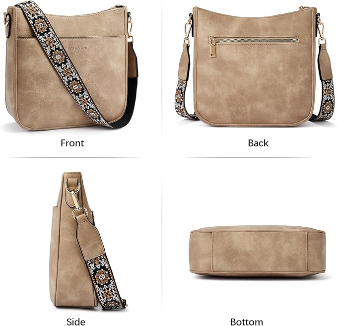 BOSTANTEN Crossbody Bags for Women Trendy Vegan Leather Hobo Purses Shoulder Handbags With Wide Shoulder Strap
