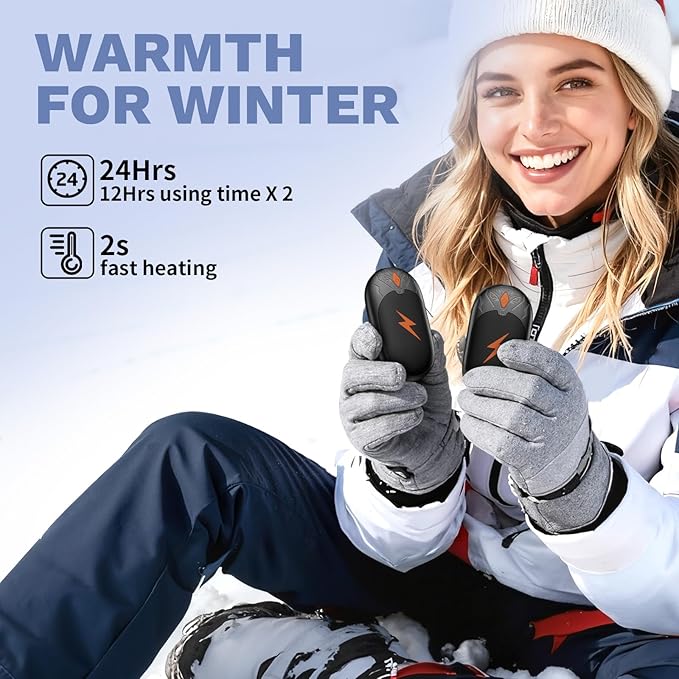 Hand Warmers Rechargeable 2 Pack, Electric Hand Warmer Up to 24Hrs, Wolf-Shape, Portable Reusable HandWarmer, Winter Gifts for Camping, Hunting, Fishing, Christmas