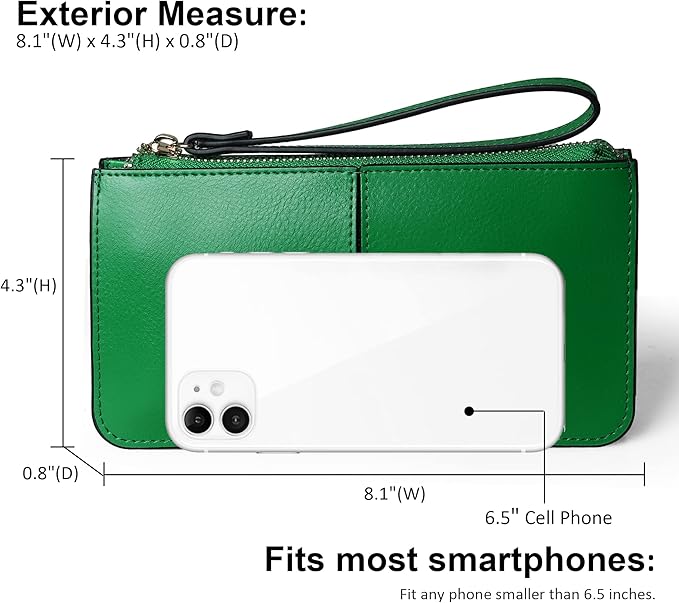 befen Genuine Leather Wristlet Clutch for Women Ultra-Slim Ladies Credit Card Holder Wallet Purses with RFID Protection