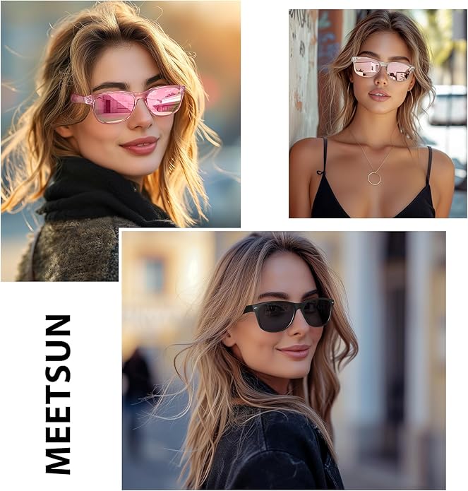 MEETSUN Classic Polarized Sunglasses for Women Men Trendy Retro Sun Glasses for Driving UV Protection (3 Pack)