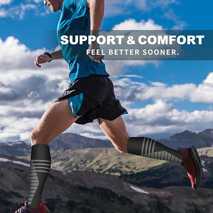 Bluemaple 6 Pack Copper Compression Socks for Women and Men Circulation-Best Support for Medical, Running,Nursing,Athletic