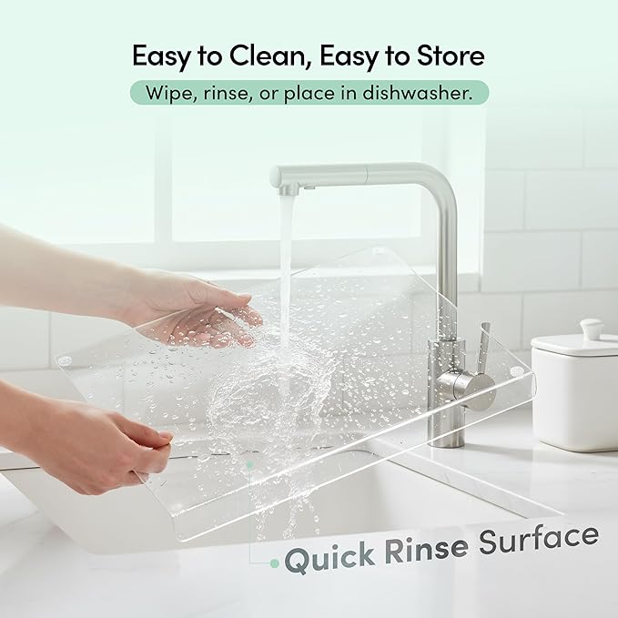 2-in-1 Clear Acrylic Cutting Board with Bin & counter lip – Extra Large countertop acrylic board 23.8 x 17.7 in (60 x 45 cm), Mess-Free, Space-Saving Chopping Board for Kitchen