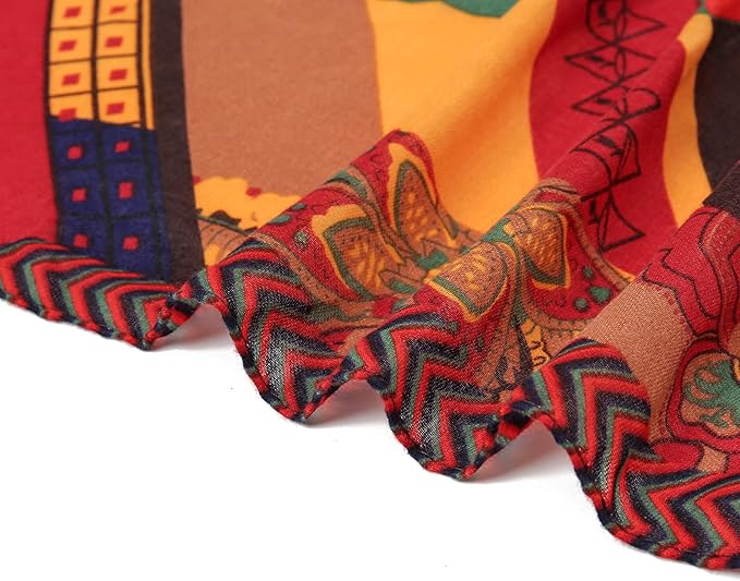 Yeieeo Boho Scarf for Women Lightweight Floral Printed Scarf Fall Winter Fashion Fringed Shawl