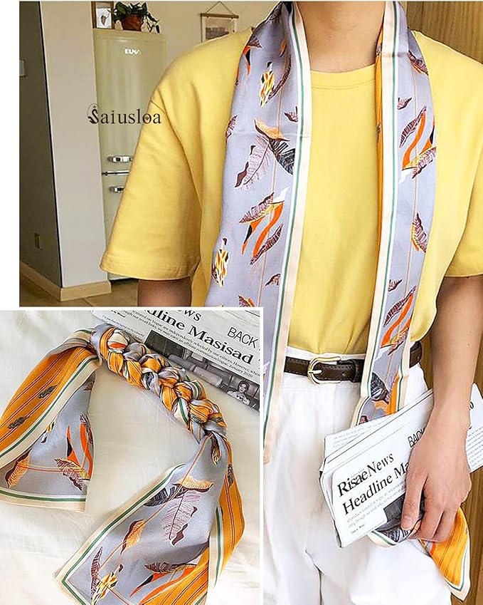 Purse Scarf For Handbags Head Scarves For Women's Hair Bags Scarfs Long Skinny Scarves Fashion Silky