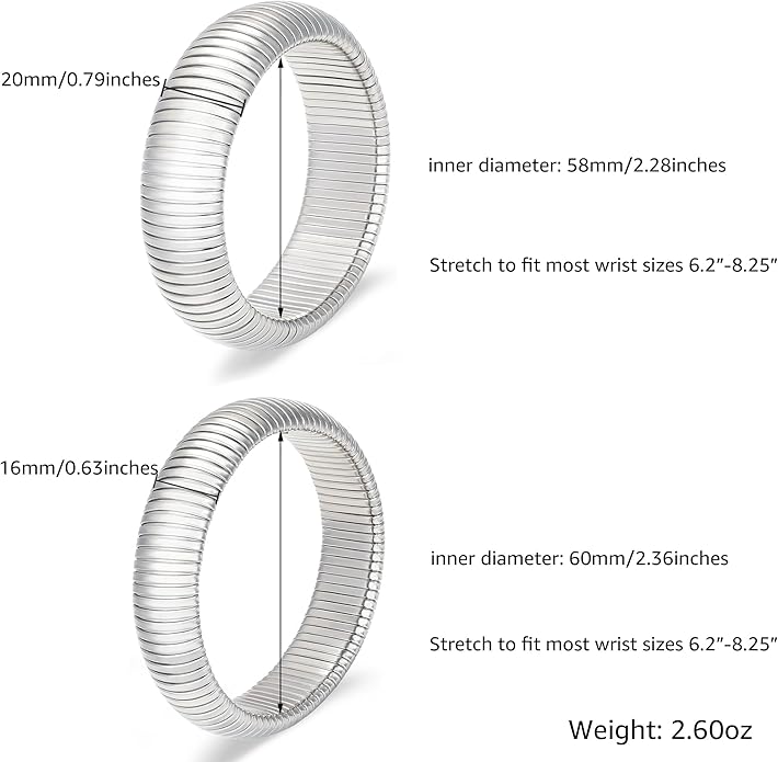 MISS RIGHT Gold Chunky Stretch Snake Chain Bangle Bracelets Stack for Women Trendy, 18K Gold Filled Stainless Steel Stretchy Womens Stackable Wristband Bangles Bracelet Set