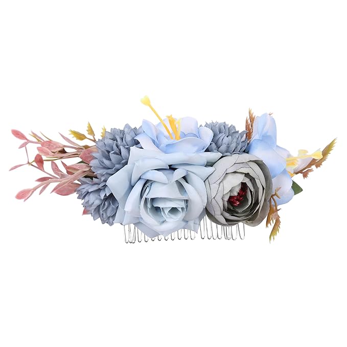 Flower Hair Clip for Women - Elegant Hair Accessory for Wedding, Party & Daily Wear (Aqua Blue)