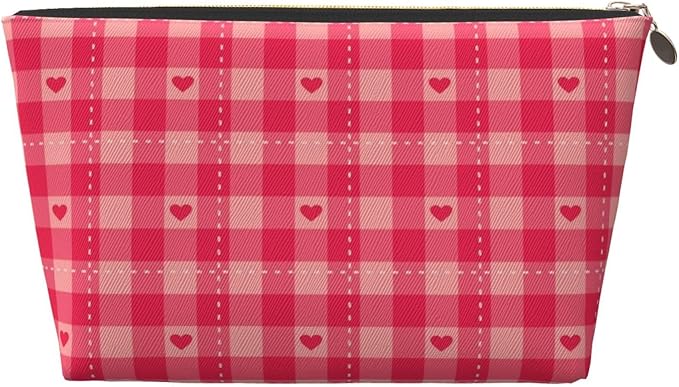 Cute Valentine's Day Hearts Makeup Bag Zipper Pouch Travel Portable Cosmetic Bag Organizer for Women