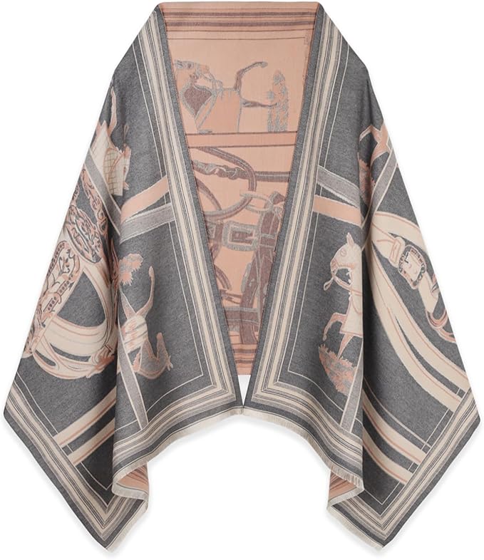 EXTREE Scarfs for Women Pashmina Silky Shawl Wrap for Evening Dressing Blanket Open Front Poncho Cape
