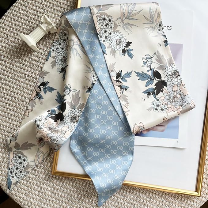 Silk Head Scarf for Hair Fashion Headwrap for Women Lightweight Neck Tie