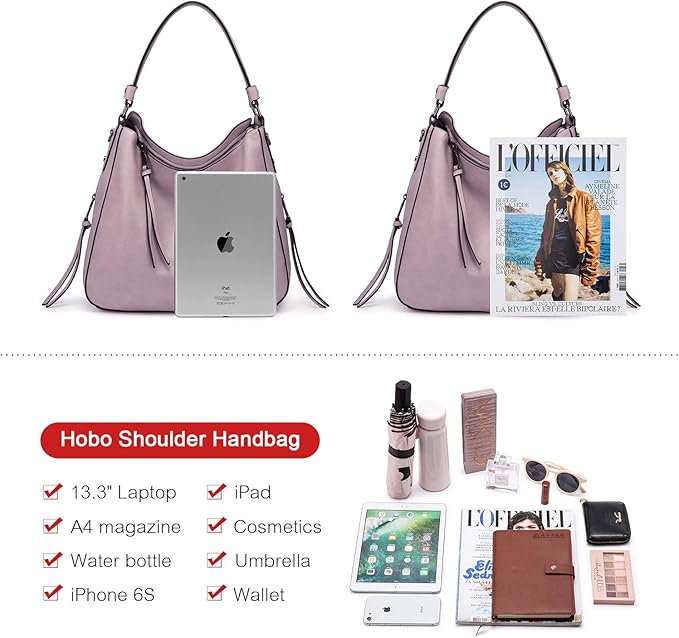Realer Hobo Crossbody Bags for Women Designer Faux Leather Hobo Handbags Retro Large Size Shoulder Bag Bucket Purse