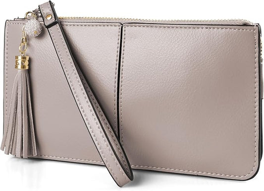 befen Genuine Leather Wristlet Clutch for Women Ultra-Slim Ladies Credit Card Holder Wallet Purses with RFID Protection