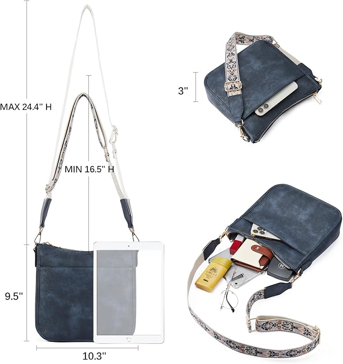 BOSTANTEN Crossbody Bags for Women Trendy Vegan Leather Hobo Purses Shoulder Handbags With Wide Shoulder Strap
