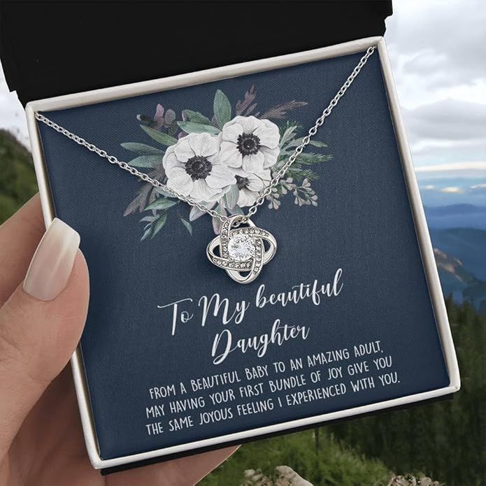 VIRAGIL To My Daughter Gift Necklace From Dad or Mom - Badass Daughter Jewelry With Heartfelt Message & Elegant Box