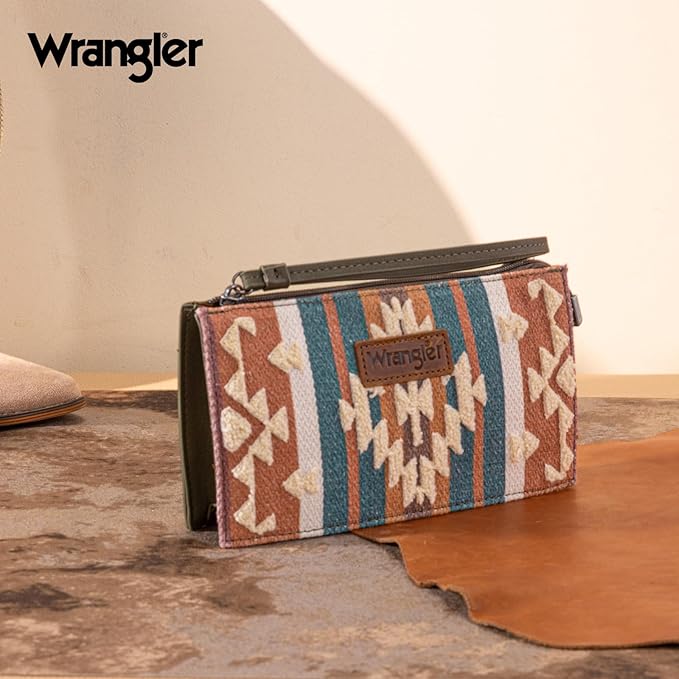 Montana West Wrangler Clutch Purses for Women Western Wristlet Wallet Boho Aztec Card Holder Zipper Handbags for Ladies AR-WG313-181GN