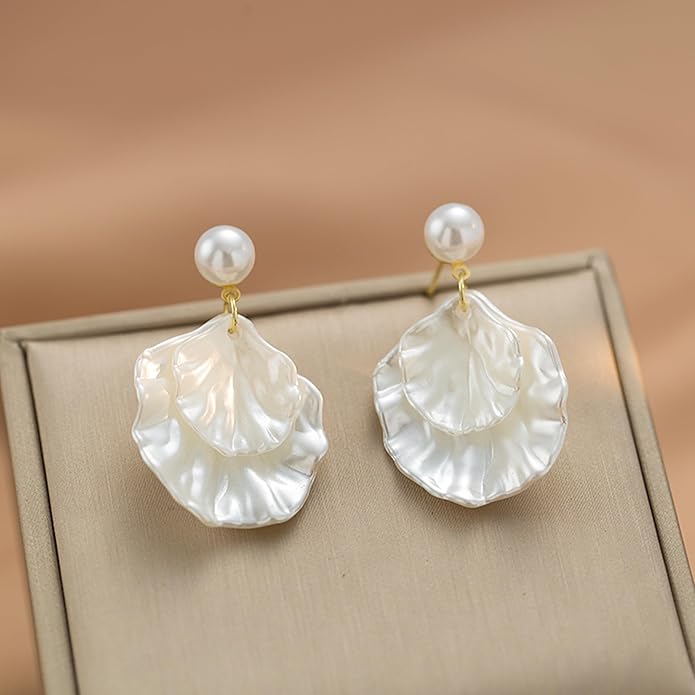 Long Pearl Earrings for Women 925 sterling silver Pearl Dangle Earrings Hypoallergenic Elegant Wedding Pearl Tassel Earrings for Bridal Christmas Gift…
