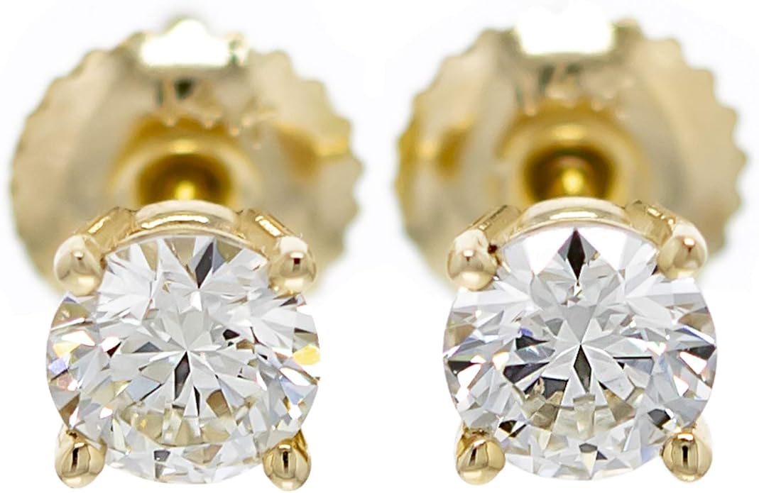 IGI Certified 14k Gold Lab-Grown Diamond Stud Earrings (I-J Color, VS2-SI1 Clarity)