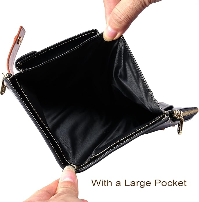 ANDOILT Wallet Women RFID Blocking Genuine Leather Bifold Multi Card Organizer Wristlet Purse Cell Phone Handbag