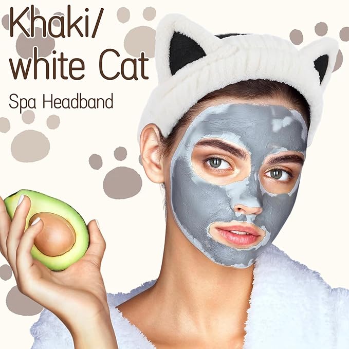 2 Pcs Ultra Soft Cat Ear Headband, Spa and Makeup Headbands for Women, Plush Coral Fleece Blend Headbands for Facial Care, Cute Hair Accessories Gift