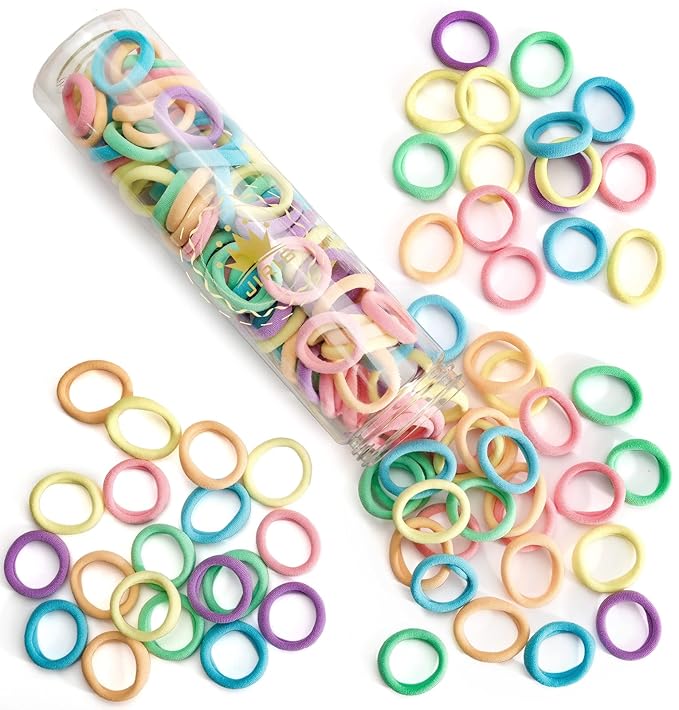 Hair Ties for Women And Kids, 100PCS Seamless Thick Cotton Hair Band, Elastic Baby Hair Ties No Damage Ponytail Holder, Multicolor