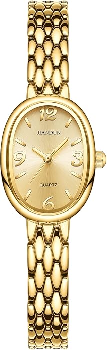 JIANDUN Vintage Small Gold Women’s Watch, Elegant Stainless Steel Bracelet, Water-Resistant with Tools Included