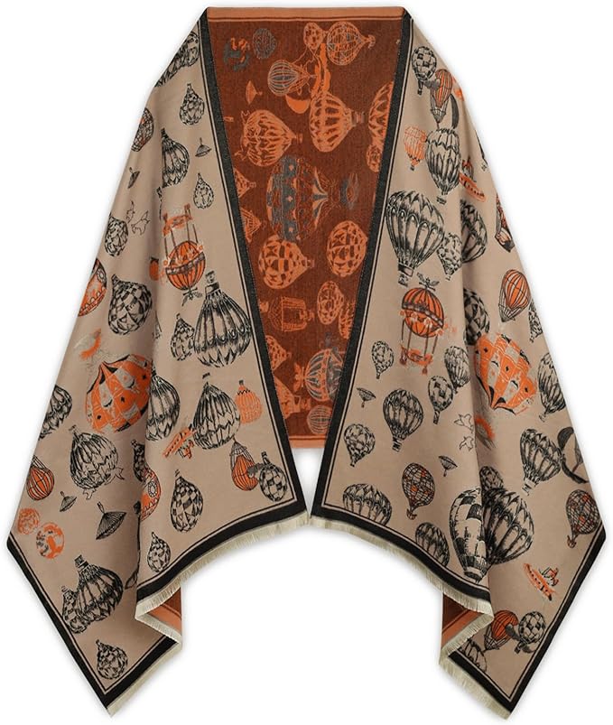 EXTREE Scarfs for Women Pashmina Silky Shawl Wrap for Evening Dressing Blanket Open Front Poncho Cape