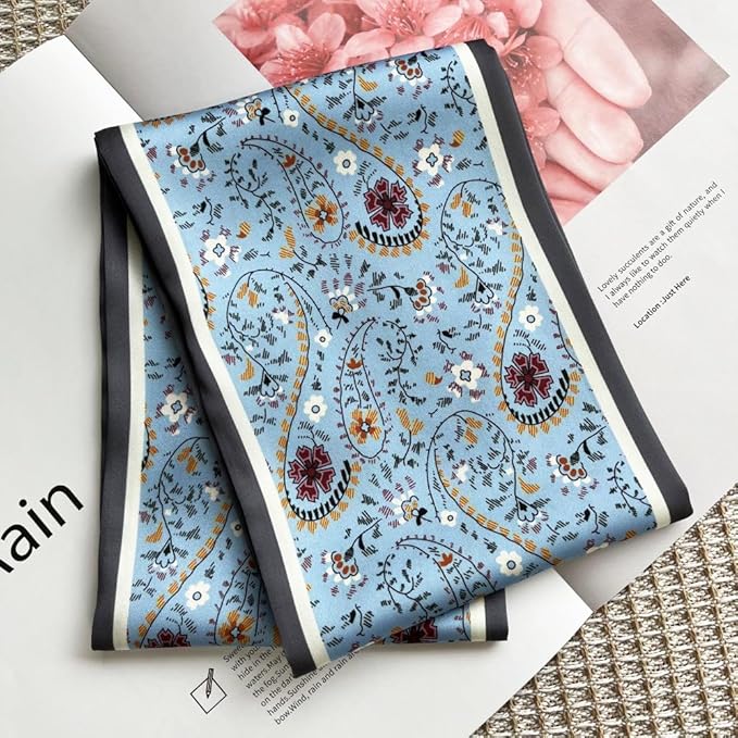 Silk Head Scarf for Hair Fashion Headwrap for Women Lightweight Neck Tie