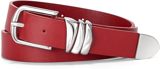 VONMELLI Women's Belt for Jeans Dress Leather Belt for Women Fashion Waist Ladies Belt with Silver Buckle
