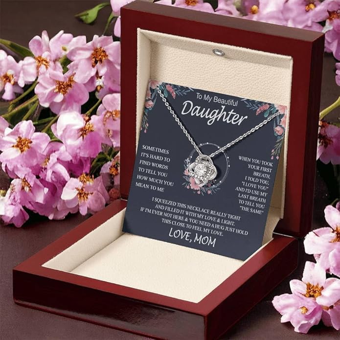 VIRAGIL To My Daughter Gift Necklace From Dad or Mom - Badass Daughter Jewelry With Heartfelt Message & Elegant Box