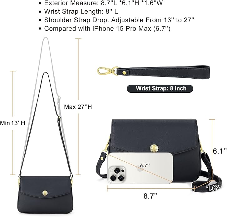 Peacocktion Small Crossbody Bags for Women Travel Wristlet Wallets Trendy Small Vegan Leather Cell Phone Purse Handbag