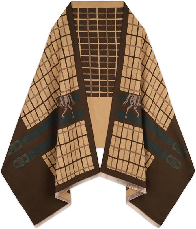 EXTREE Scarfs for Women Pashmina Silky Shawl Wrap for Evening Dressing Blanket Open Front Poncho Cape