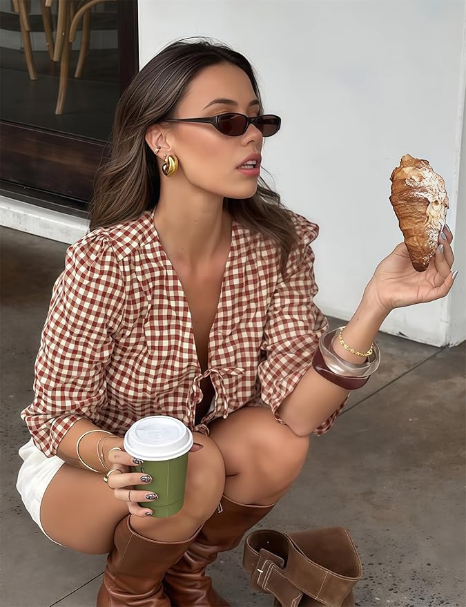 Retro Oval Sunglasses for Women 2026 90s Small Chic Cat Eye Sun Glasses Sunnies Lightweight Shades